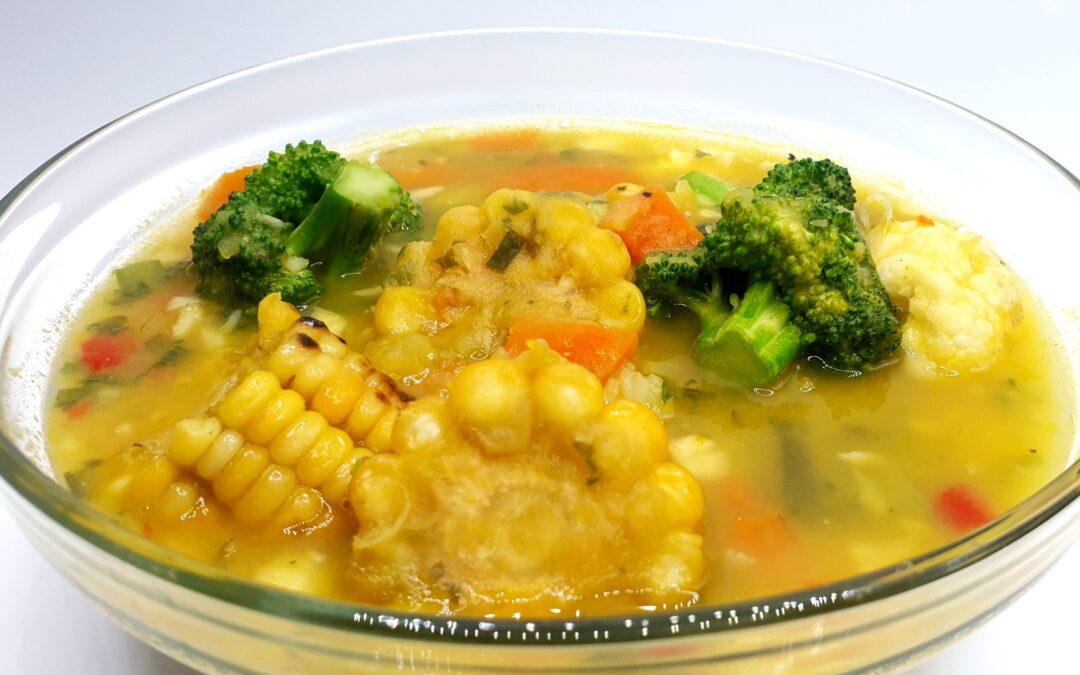Grilled Corn & Vege Soup